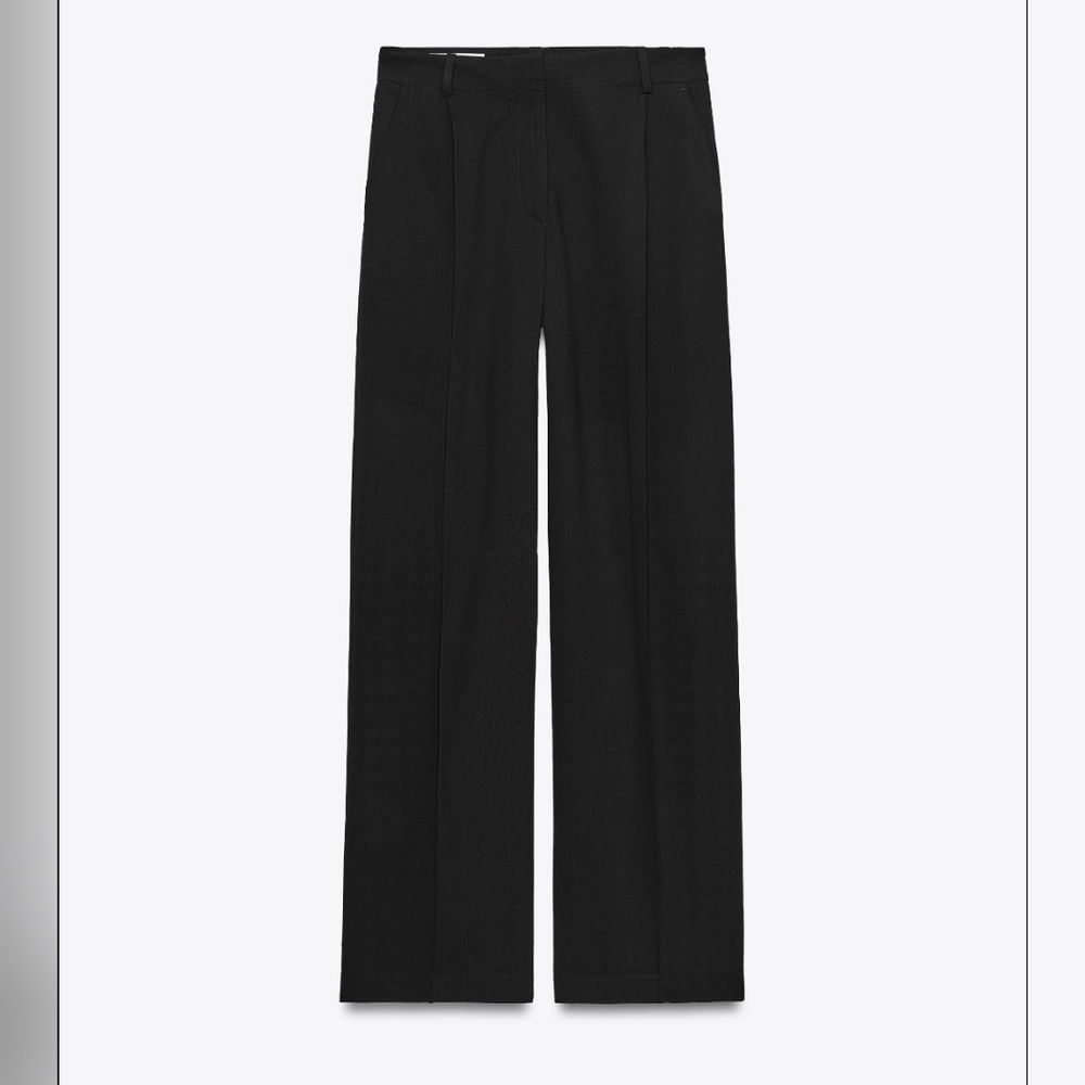 Zara Pleated Black Wide-Leg Trousers Dress Pants Size Medium